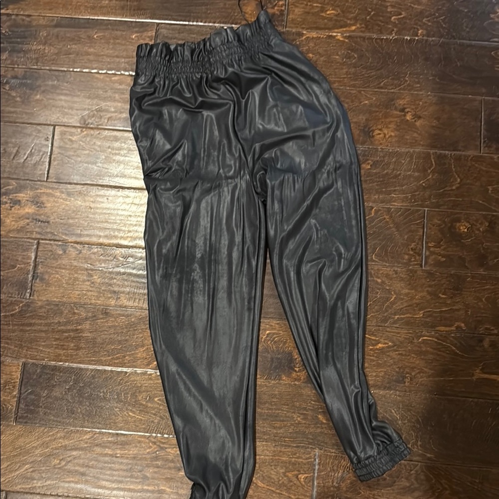 Black Satin Jogger Pants